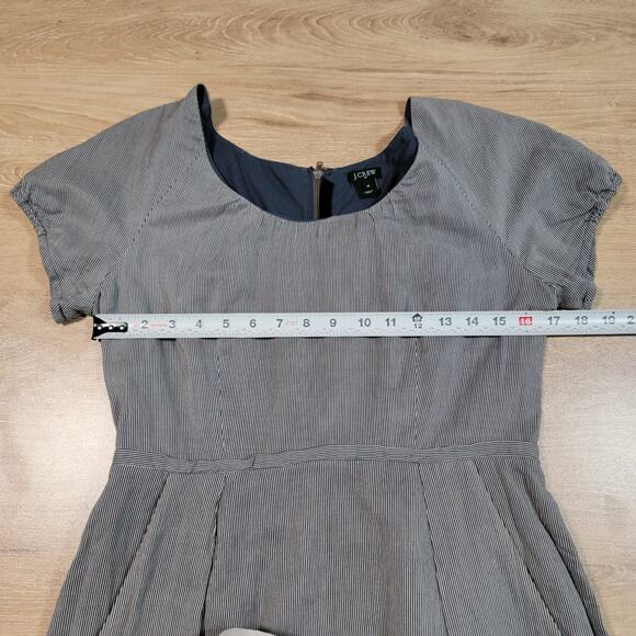 J CREW Silk Blend Mini Picnic Dress Size 10 Babydoll Drop Waist Pockets Striped - Picture 6 of 7